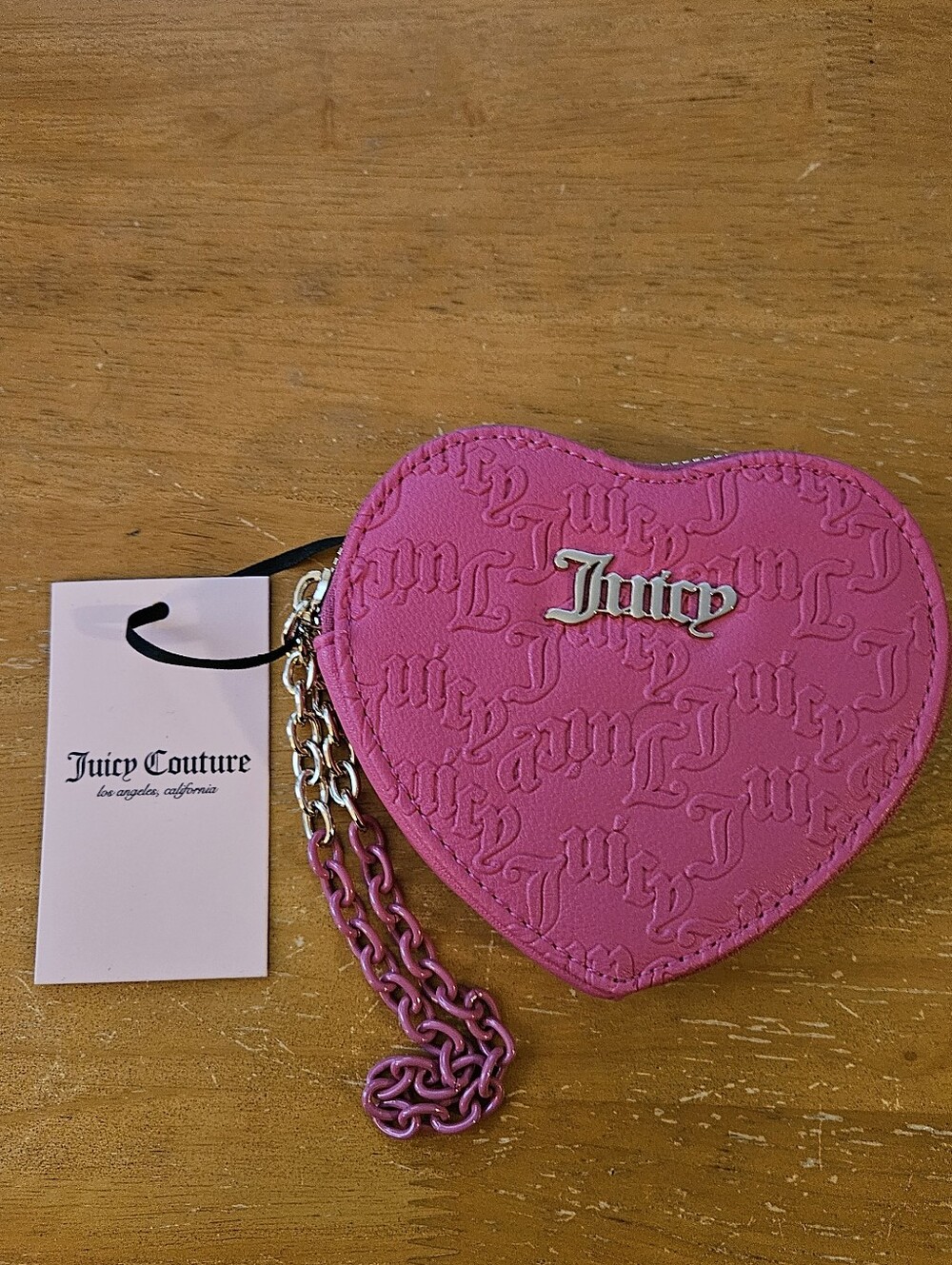 Juicy Couture Hot Pink Coin Pouch with Chain